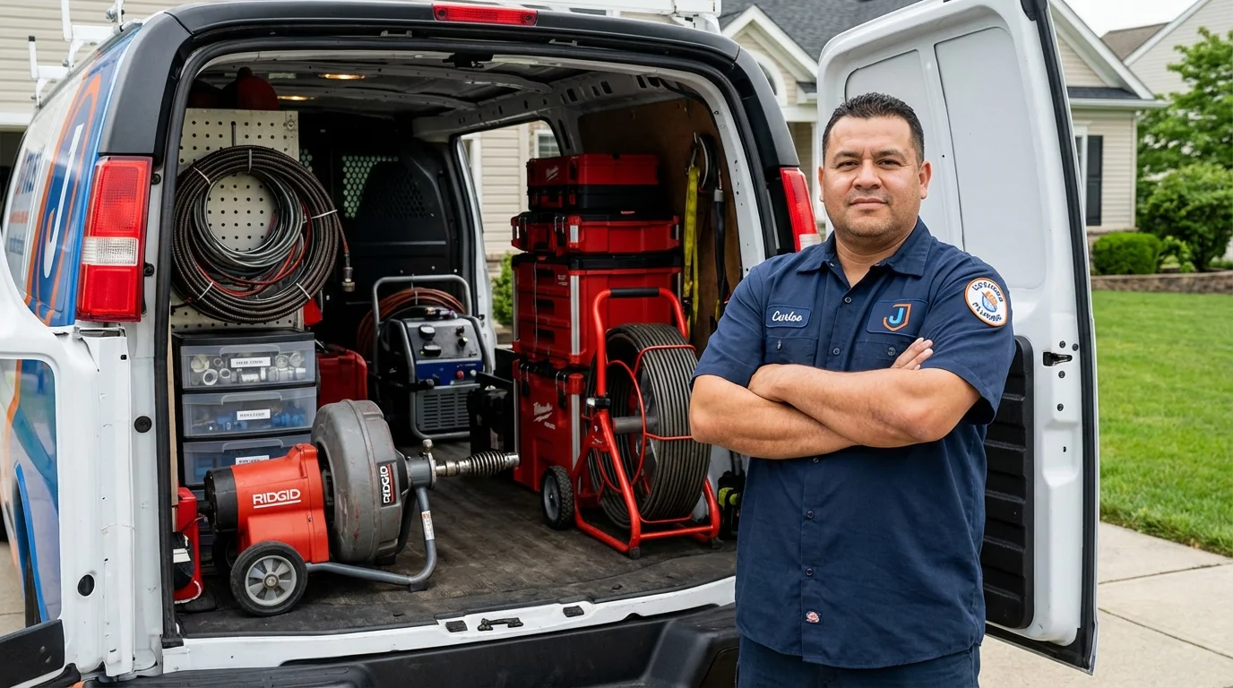 Professional drain cleaning equipment and Johns Plumbing LLC plumber in Antelope