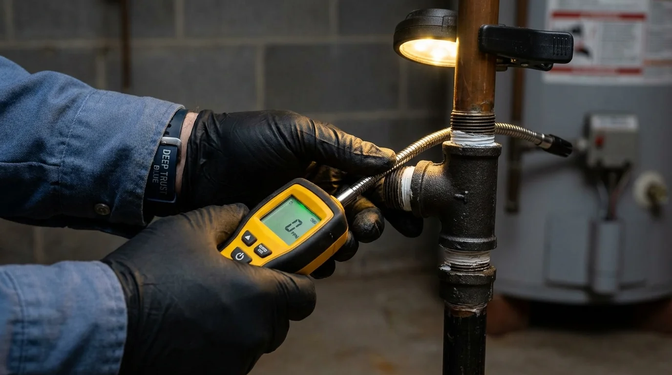 Gas leak detection with electronic sniffer by Johns Plumbing LLC in Antelope